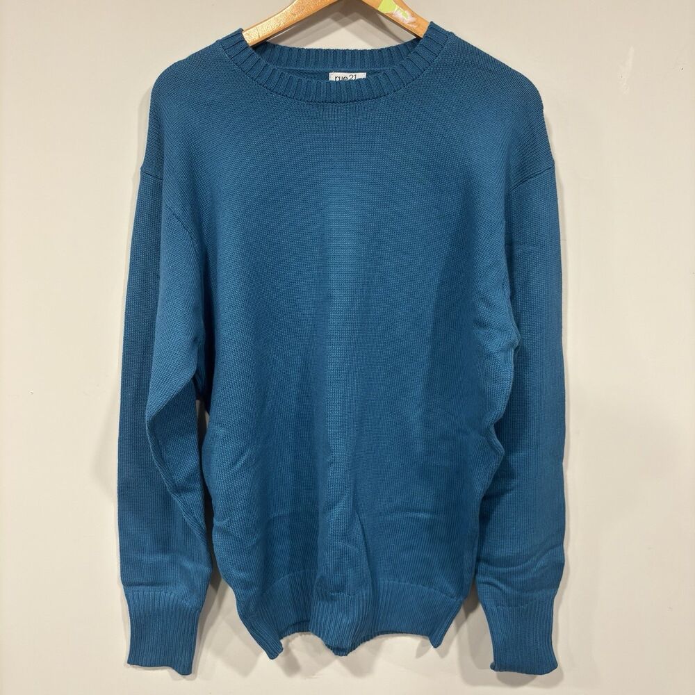 Rue 21 Teal Knit Pullover Sweater Women's Medium Crew Neck Soft Cozy Size M
